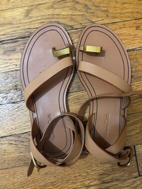 Massimo Dutti Women’s Tan Strappy Sandals with Gold Accent